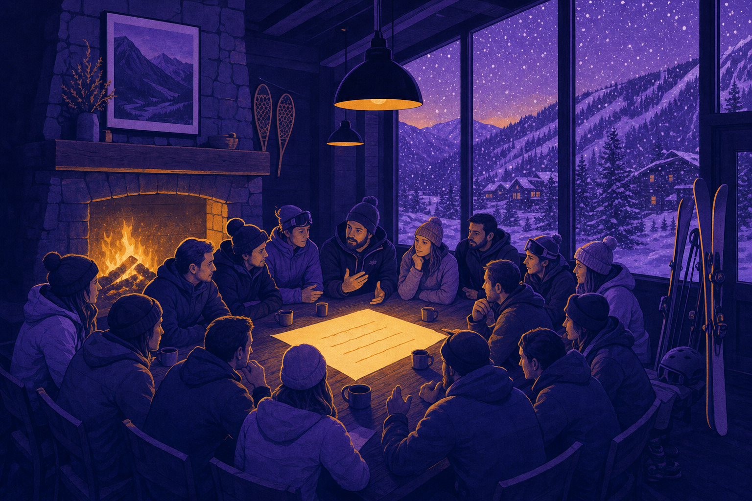 One ski lodge, four sentences